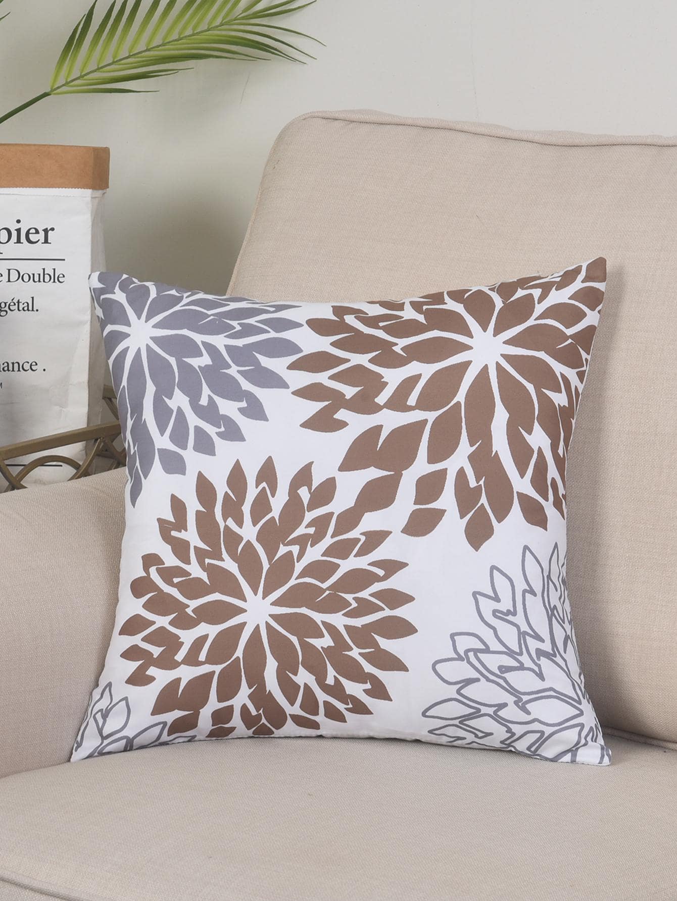 1入組彩色復古花卉圖案靠墊套無填充物現代柔軟彈力家居抱枕套 - 彩色 - 查看 1