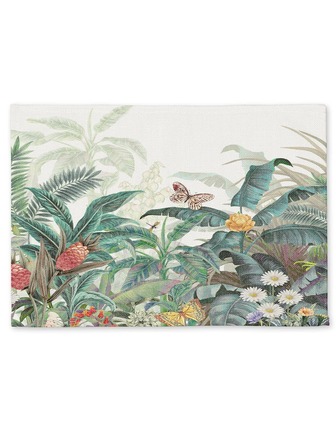 1 pieza Tapete de mesa de colores con estampado floral y mariposa rectángulo mesa moderno poliéster resistente al calor para Vajilla mesa