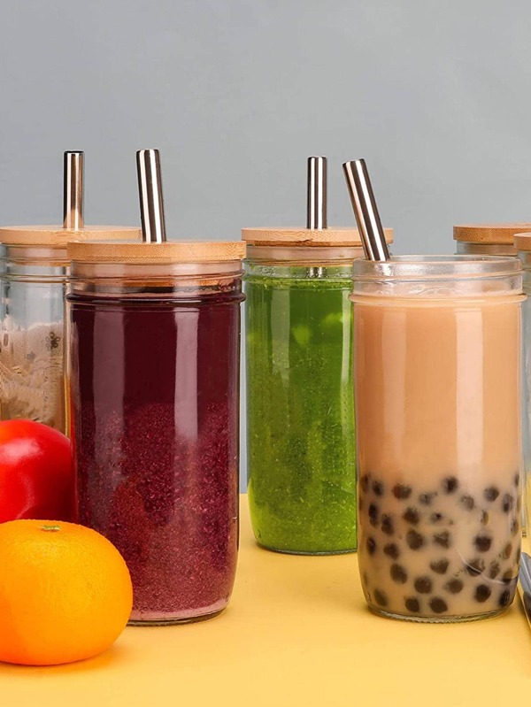 Canshaped Drinking Glasses With Glass Straw, Glasses, Iced Coffee