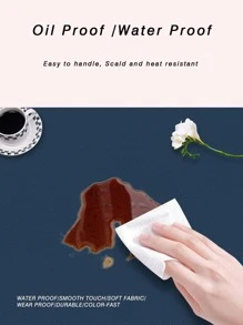 1入組藍色桌布簡約防水長方形桌布 - 寶藍色 - 查看 4