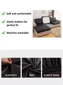 1入組黑色沙發坐墊極簡滌綸防水彈性沙發墊套 - 黑色 - 查看 5