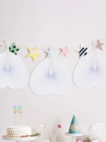 1入組塑料手動風扇創意心形設計家用折扇 - 白色 - 查看 2