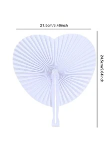 1入組塑料手動風扇創意心形設計家用折扇 - 白色 - 查看 4