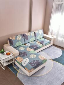 1入組彩色樹葉圖案防滑沙發套無填充物現代滌綸柔軟彈力沙發套 - 彩色 - 查看 4