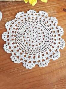 1 Polyester Coaster Phong Cách Châu Âu Trắng Rỗng Ra Vòng Uống Coaster Để Bàn - trắng - Xem 3