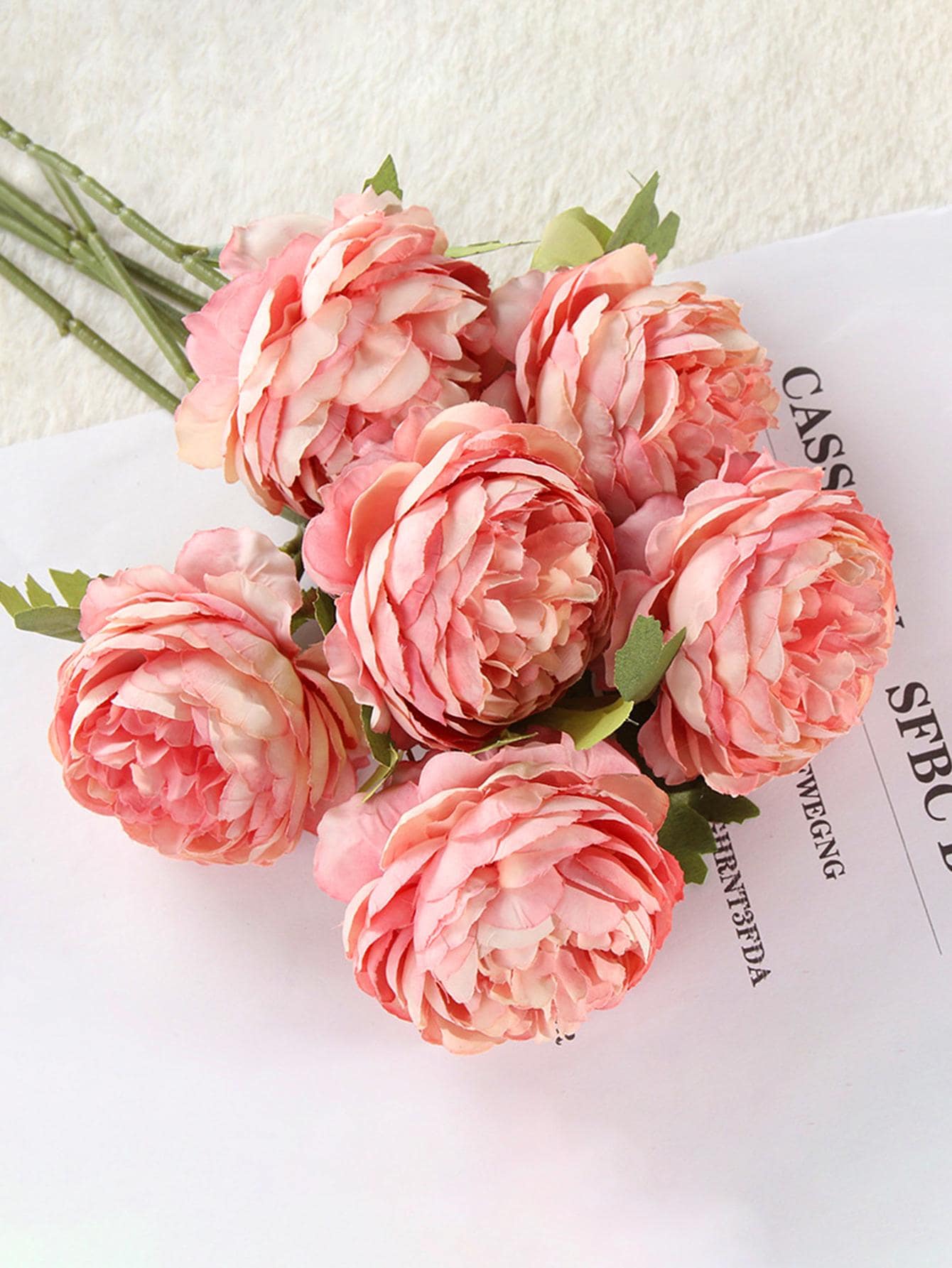 1入組塑料人造花浪漫仿真花裝飾傢居裝飾和派對 - 粉色 - 查看 1