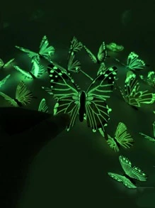 24pcs/set PVC Butterfly Sticker, Modern Glow In The Dark Self Adhesive 3D Butterfly Wall Decor For Home - Multicolor - View 6