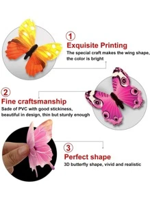 24pcs/set PVC Butterfly Sticker, Modern Glow In The Dark Self Adhesive 3D Butterfly Wall Decor For Home - Multicolor - View 8