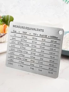 1pc Stainless Steel Measure Equivalent Chart, Classic Measure Conversion Chart For Kitchen - Silver - View 1