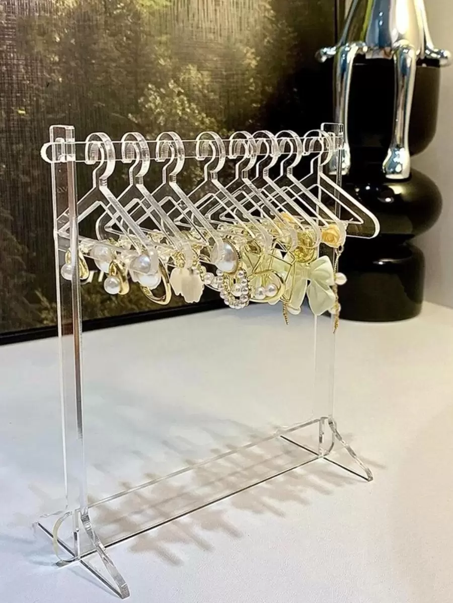 1个PS材质首饰收纳架，创意挂钩设计，可拆卸耳环收纳架，适用于卧室，情人节、开学季礼物，房间装饰 - 無色 - 查看 1