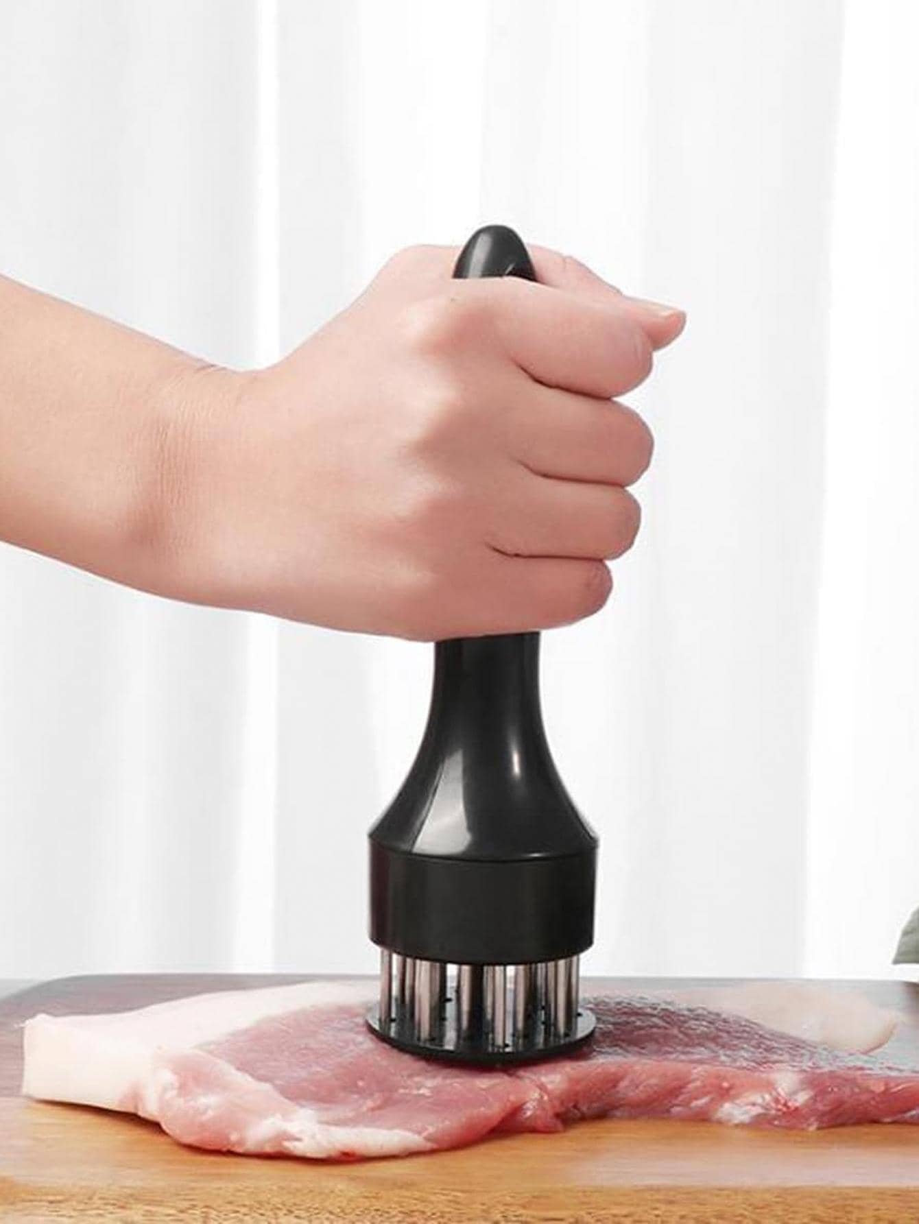 Aguja ablandadora de carne de acero inoxidable de 1 pieza - Negro - Ver 1