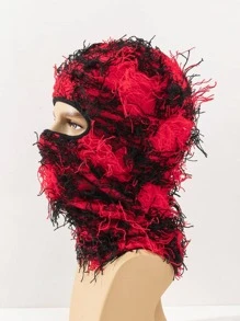 Men Two Tone Balaclava Cap - Red - View 4