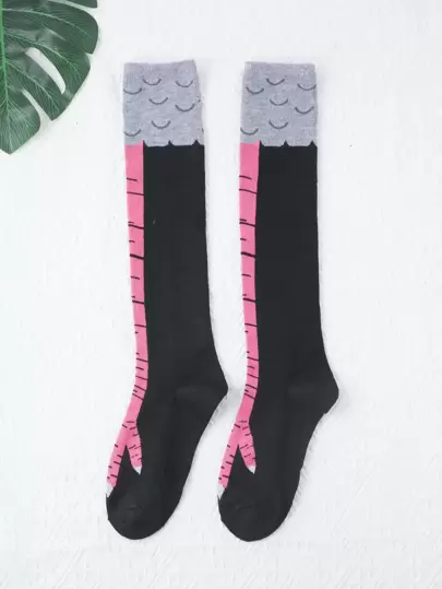 Herrstrumpor med kycklingföttertryck över vaden, mysiga