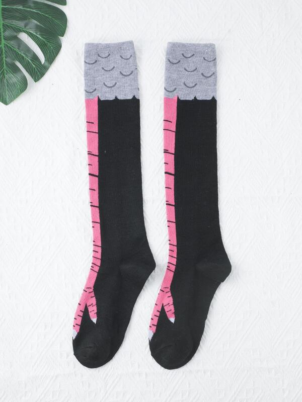 Hombres Calcetines altos pollo con pies con estampado