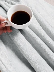 1pc Solid Soft Thick Plush Throw Blanket - 灰色 - 查看 3