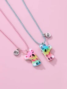 2入組時尚鋅合金考拉吊墜磁性項鍊適合女孩適用於生日禮物