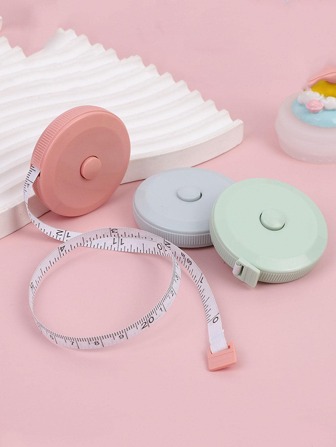 1入組圓形簡約白色直尺家用塑料軟尺