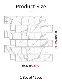 2入組大理石紋樣式防水廚房現代PVC廚房牆面翻新貼紙 - 彩色 - 查看 2