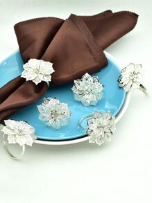 6pcs Flower Shaped Napkin Ring - Silver - View 1