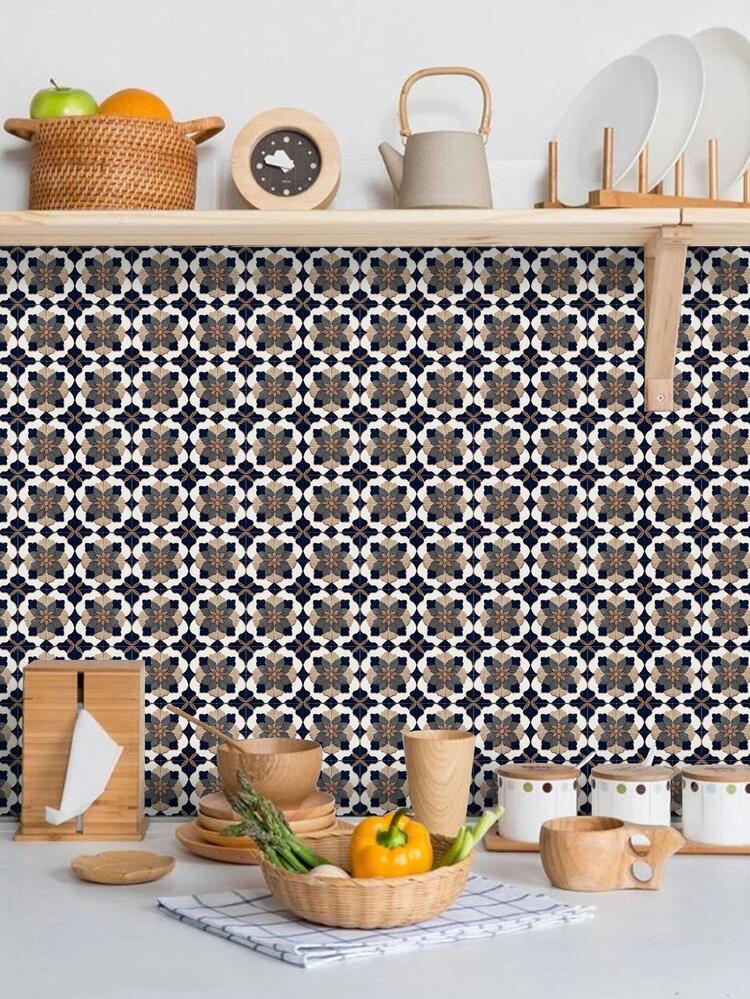 Adesivi per Piastrelle Cucina, BYLife 12 Pezzi Autoadesivi Impermeabili per Piastrelle 15x30cm Retro Piastrelle PVC Impermeabile Vinile Decorazione Della Casa per Bagno