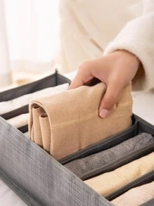1 件纯色裤子收纳盒，简约涤纶多格可折叠衣服收纳盒，适用于家庭卧室，收纳盒，家庭收纳，适用于白色 T 恤女士，黑色裤子女士，女士冬装，连衣裙，女士冬装，优雅女士连衣裙，女士白衬衫，长袖，女士白色连体裤，女士春季连衣裙，女士春季服装，春季，春季服装，简约，夏季上衣收纳 - 灰色 - 查看 9