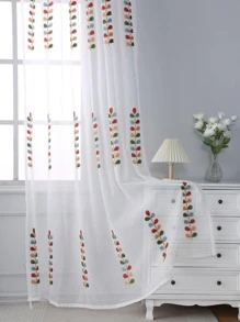 植物刺繡單片窗簾 - 彩色 - 查看 8