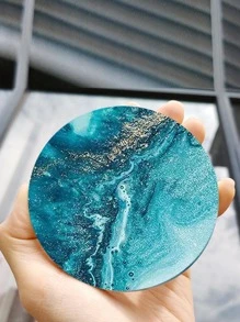6pcs Porcelain Coaster, Modern Marble Pattern Insulated Table Mat For Home