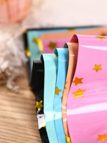 20pcs Plastic Gift Bag, Modern Star Pattern Gift Bag For Home - Baby Blue - View 4