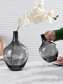 1 Bình Hoa Thủy Tinh, Bình Hoa Đồng Bằng Tối Giản Cho Gia Đình - màu đen - Xem 2