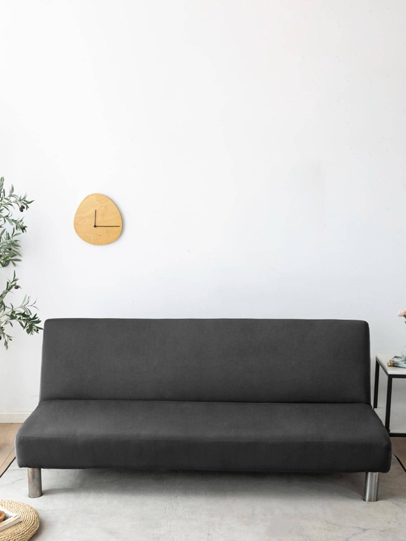 1 Đồng Màu Futon Bọc, Tối Giản Polyester Chống Nước Futon Dành Cho Gia Đình, Tất Cả Các Mùa - Màu xám đen - Xem 1