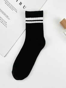 5pairs Breathable Sweat-Absorbing Boy's Letter Print Mid-Calf Socks - Multicolor - View 5