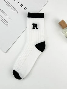 5pairs Breathable Sweat-Absorbing Boy's Letter Print Mid-Calf Socks - Multicolor - View 4