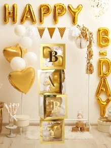 4pcs Balloon Box With 30pcs Letter - Gold - View 3