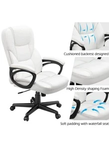 Furmax PU Leather Swivel Executive Office Chair,Adjustable Office Chair With Lumbar Support