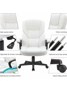 Furmax PU Leather Swivel Executive Office Chair,Adjustable Office Chair With Lumbar Support