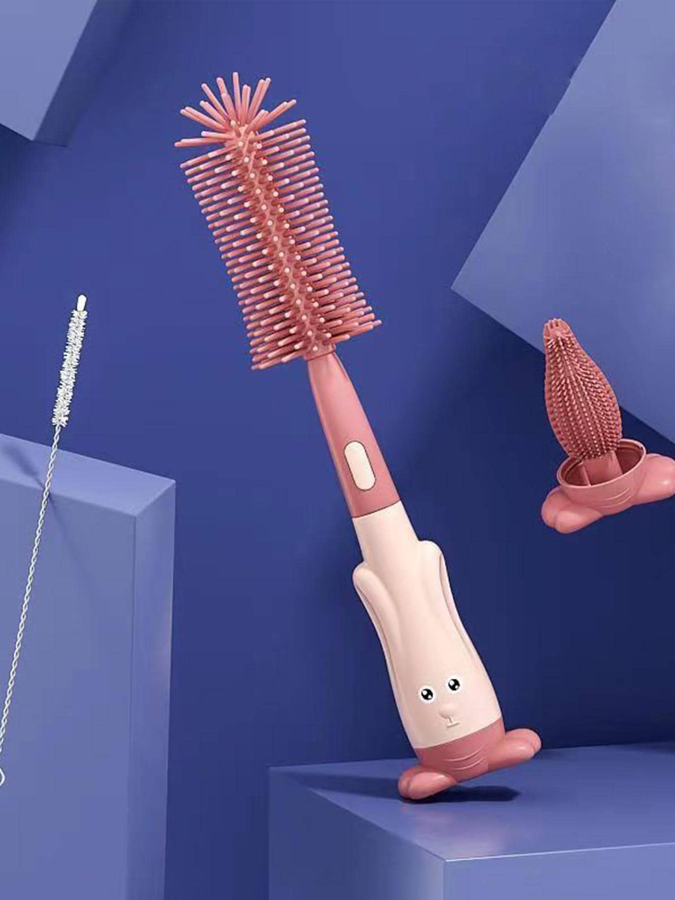 3入組/套矽膠嬰兒奶瓶奶嘴清潔刷卡通設計家用奶瓶清潔刷