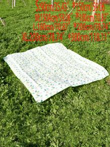 1入組格子圖案戶外防水野餐現代幾何樣式戶外草地毯 - 綠色 - 查看 4