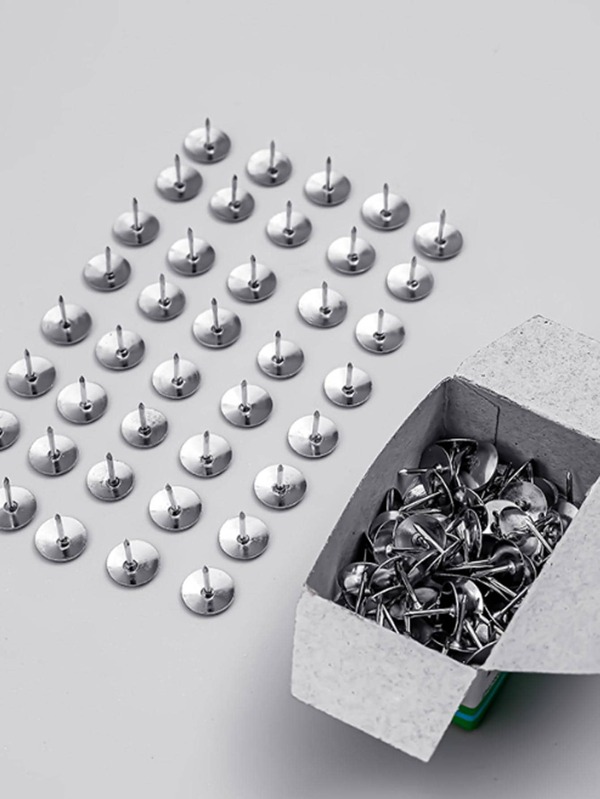 1box Stainless Steel Pushpin, Simple Multi-Purpose Pushpin For Office, School Back To School,Back To School,School Supplies