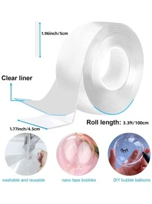 纳米泡泡胶带套装 - 彩色双面弹性胶带，用于气球装饰和制作双面超弹性泡泡，适合派对礼品返校