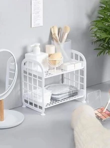 1pc Giá lưu trữ máy tính để bàn hai lớp - trắng - Xem 4