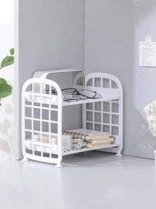 1pc Giá lưu trữ máy tính để bàn hai lớp - trắng - Xem 6