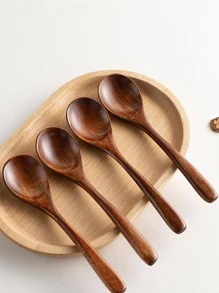 1 件装木勺，简约木汤匙，适合餐桌圣诞礼物 - 棕色 - 查看 5