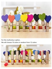 10入組木頭愛心裝飾卡片夾 - 彩色 - 查看 1