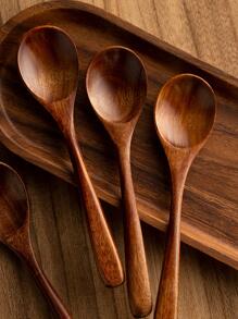 1 件装木勺，简约木汤匙，适合餐桌圣诞礼物 - 棕色 - 查看 2