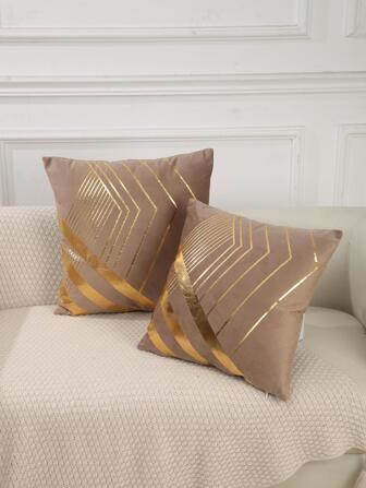 st metalliskt geometriskt mönster kuddfodral utan fyllmedel, modern bronzing design dekorativ kuddfodral för säng, soffa