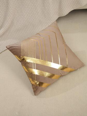 st metalliskt geometriskt mönster kuddfodral utan fyllmedel, modern bronzing design dekorativ kuddfodral för säng, soffa