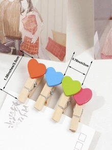 10入組木頭愛心裝飾卡片夾 - 彩色 - 查看 5