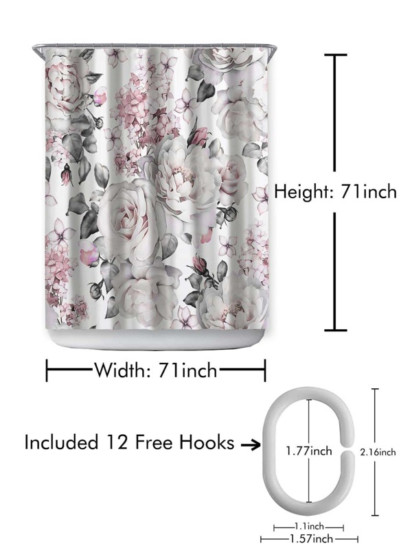 1pc Floral Shower Curtain SHEIN USA