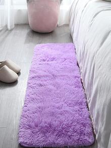 Solid Fuzzy Rug, Simple Purple Plush Polyester Floor Mat For Living Room And Bedroom - Purple - View 2