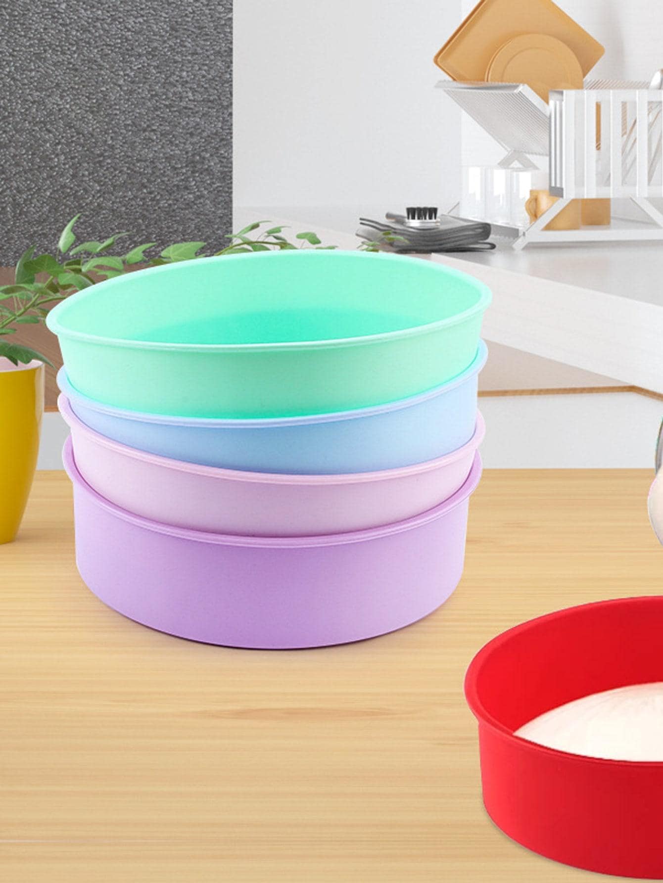 1pc Solid Color Silicone Cake Mold, Blue Round Cake Pan, For Baking